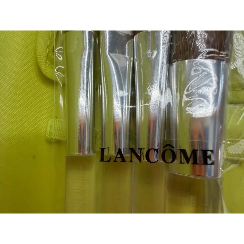 Lancome Makeup Brush Set in Yellow Case Set of 2 New Brush Kit